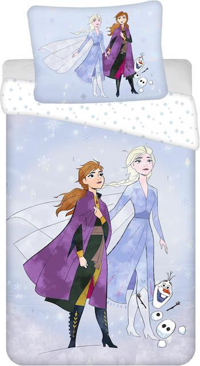 Disney Frozen Dekbedovertrek Sisters en Olaf - Eenpersoons -140 x 200 cm - Katoen