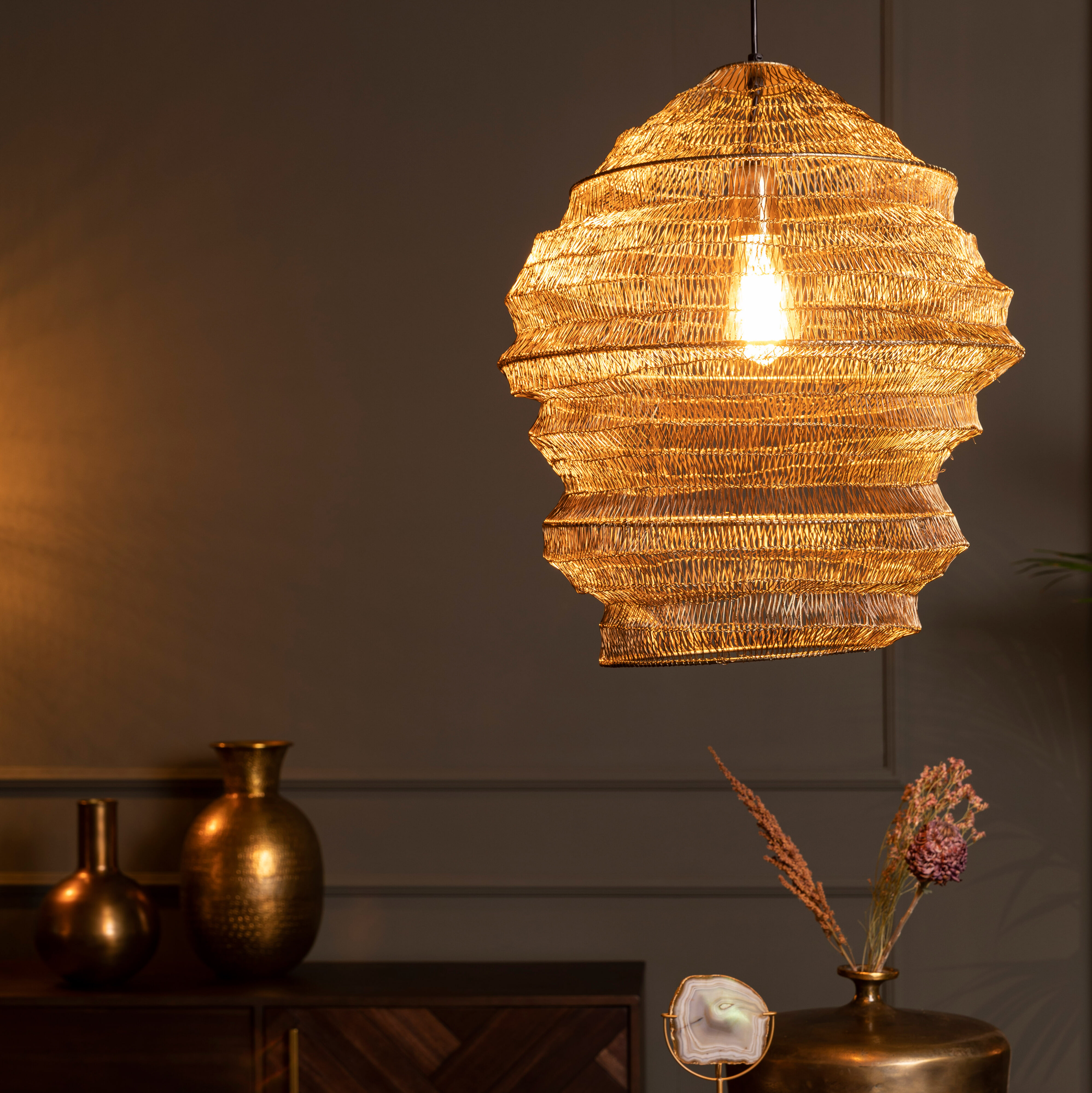 Dutchbone Hanglamp 'Luca' 52cm, kleur Brass