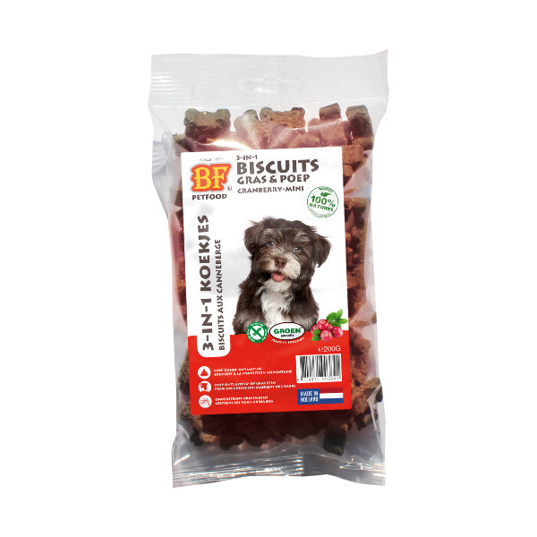 BF Petfood 3 in 1 Biscuits mini hondenkoekjes 2 x Cranberrysmaak