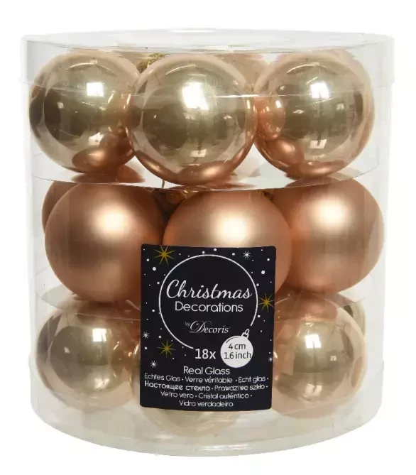 Decoris kerstballen glas toffee 4cm 18st