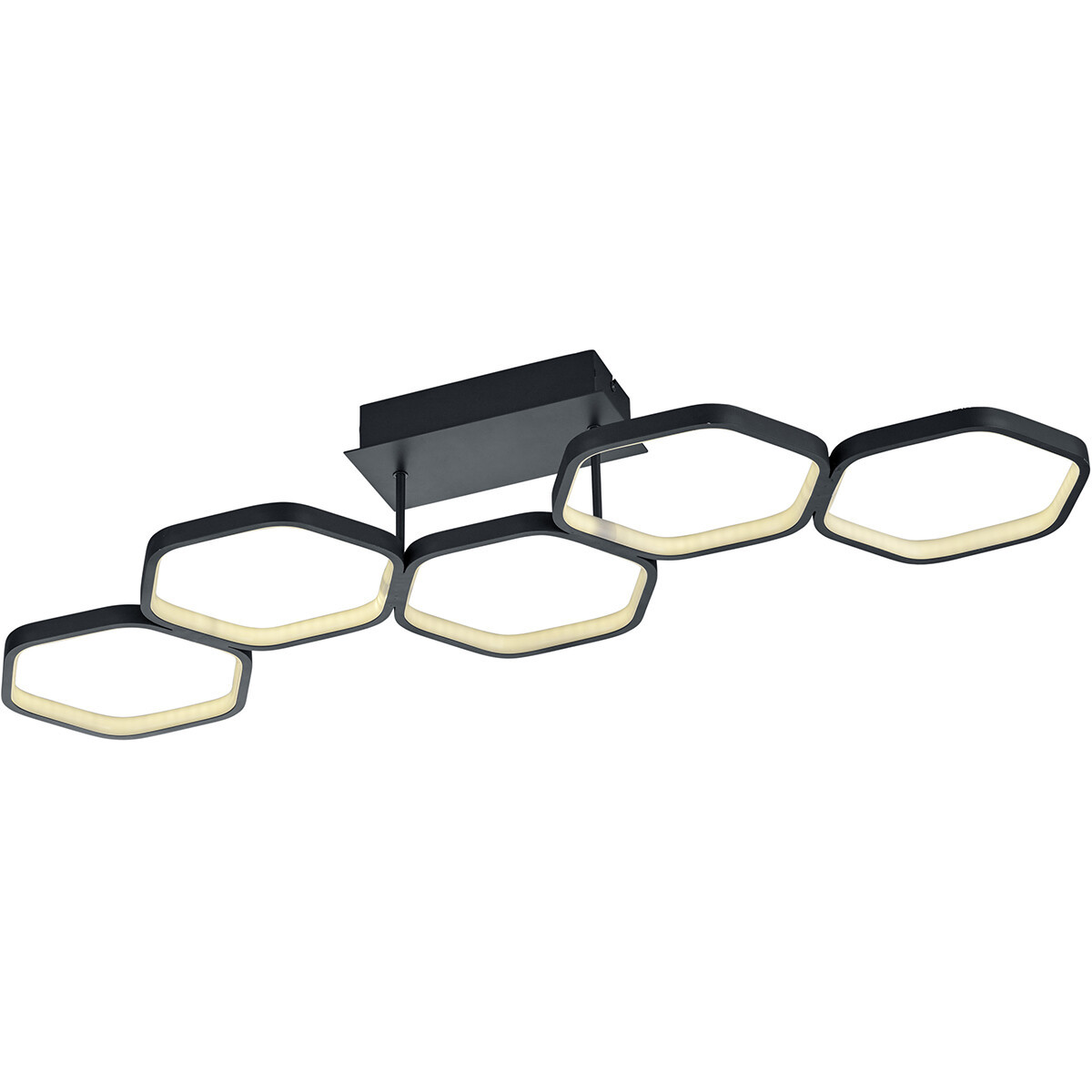 LED Plafondlamp - Trion Vigon - 24W - Warm Wit 3000K - Dimbaar - Rechthoek - Mat Antraciet - Aluminium