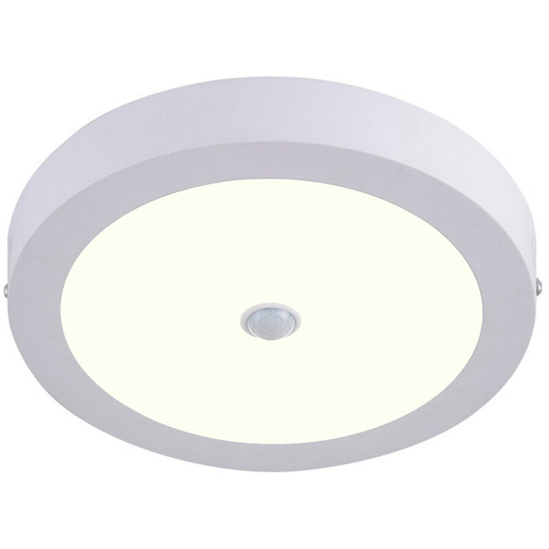 LED Downlight - Facto Dury - PIR Bewegingssensor 360° + Dag en Nacht Sensor - 24W - Natuurlijk Wit 4000K - Opbouw - Rond - Mat Wit - OSRAM LEDs