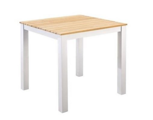 Arashi dining table 76x76cm. alu white/teak - Yoi