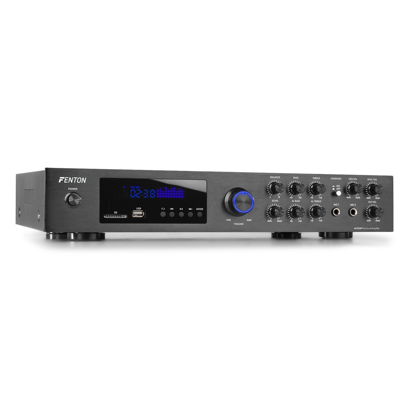 Retourdeal - Fenton AV550BT 5.1 versterker met Bluetooth, radio en mp3