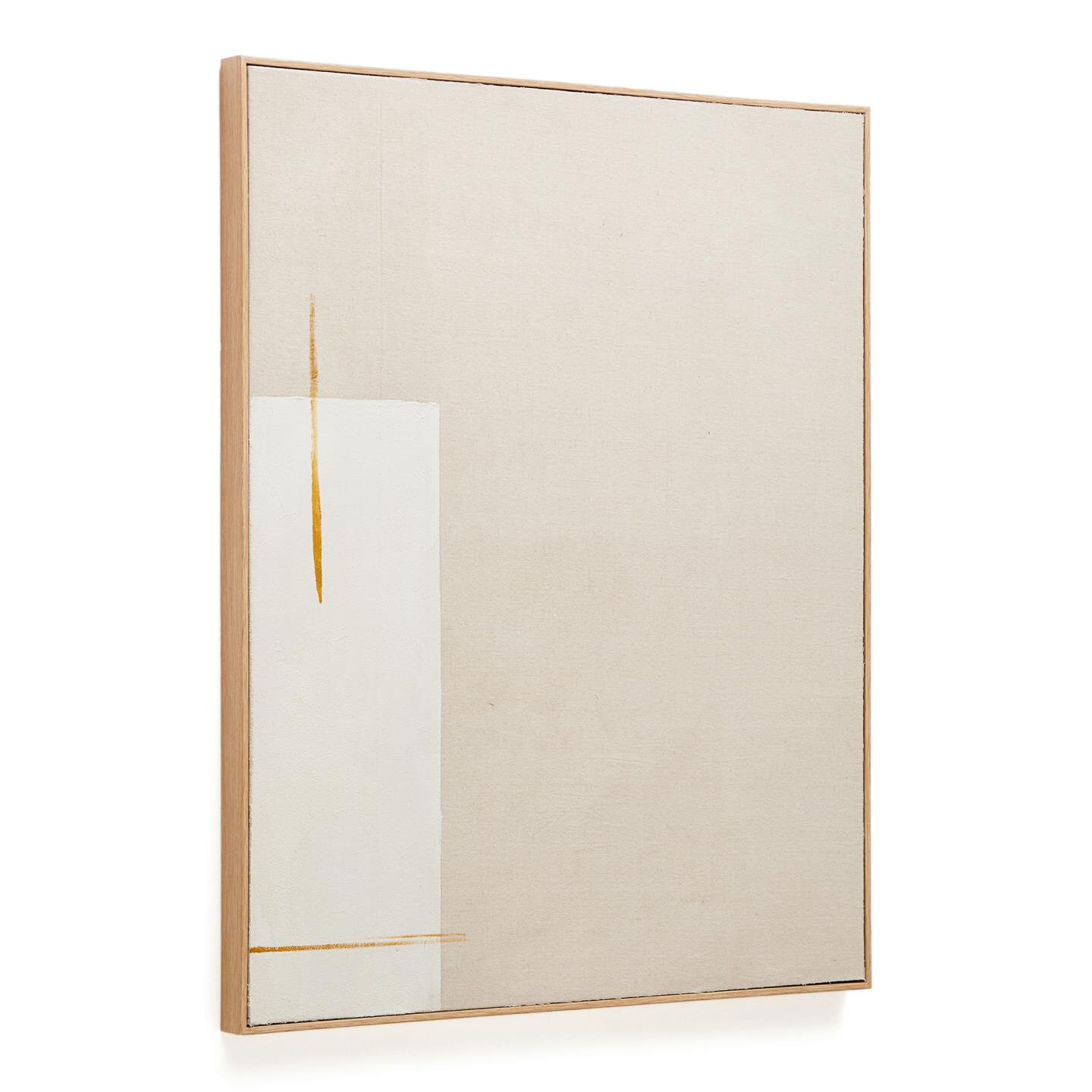 Kave Home Schilderij Salin Verticale streep, Linnen, 100 x 80cm - Beige