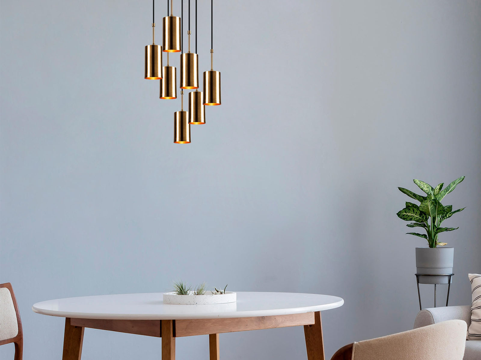 Hanglamp CATALINA 7 lampen zwart/goud