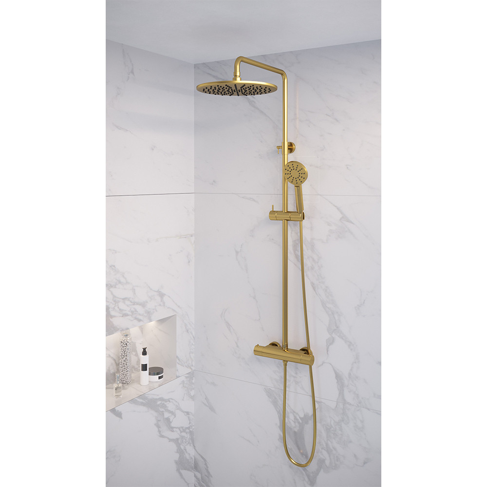 Brauer Gold Edition opbouw regendoucheset met 3 standen handdouche en hoofddouche 30cm geborsteld messing PVD