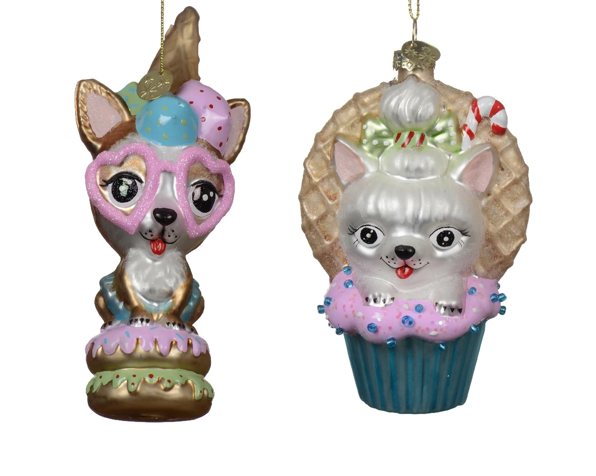 Decoris kerstornament glas hond 12,8cm