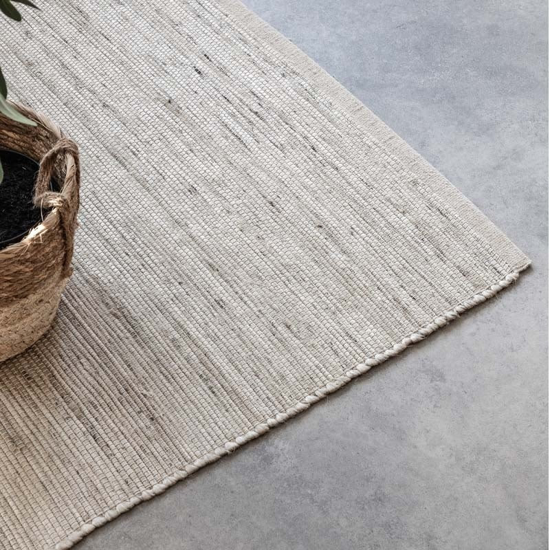 Jute Wol Katoen Vloerkleed Creme - Dhaka - 80x150 cm - Rechthoek - Dekbed-Discounter.nl