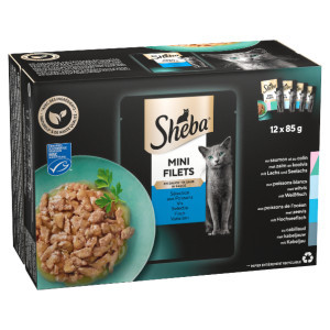 Sheba Mini Filets Vis Selectie in saus natvoer kat (zakjes 85 g) 4 x (12 x 85 g)