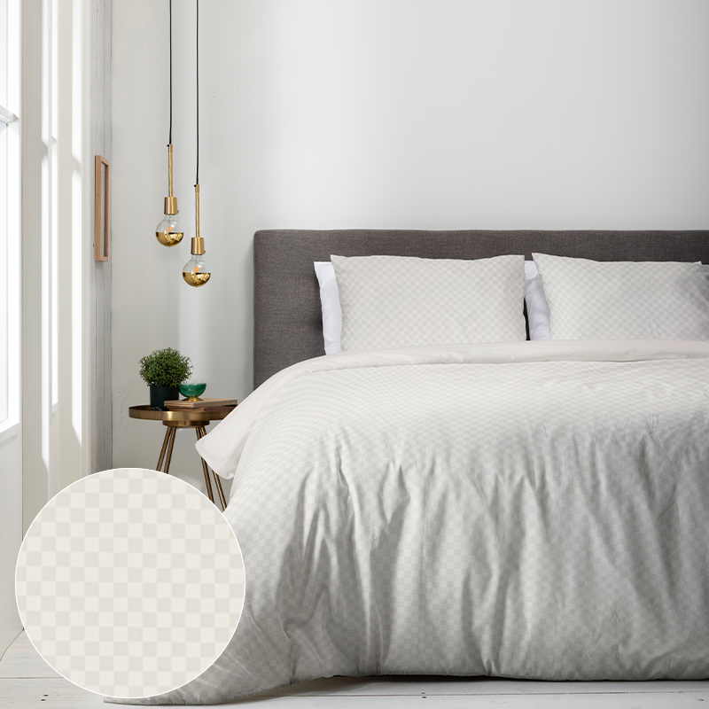 Dekbedovertrek Luna Embossed Chess - Lits-Jumeaux (240x220 cm) - Creme Microvezel - Dessin: Effen - Luna Bedding - Dekbed-Discounter.nl