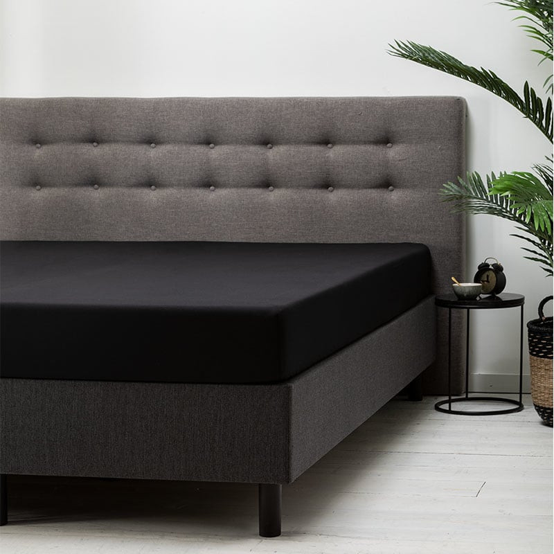 Hoeslaken Katoen - Zwart - 200x210 cm - Zwart - Fresh and Co - Dekbed-Discounter.nl