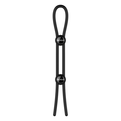 Nexus Forge - Double Adjustable Lasso Silicone Cock Ring - Black