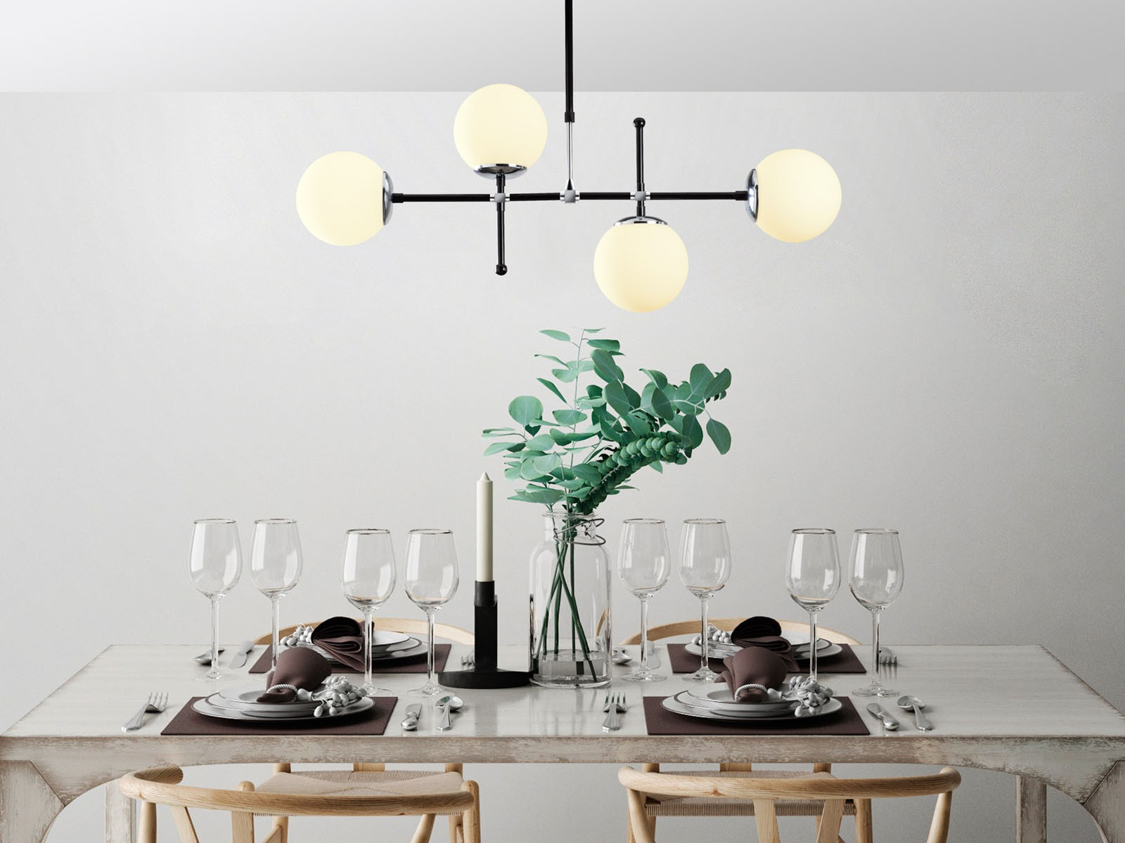 Hanglamp CHICO 4 lampen zwart