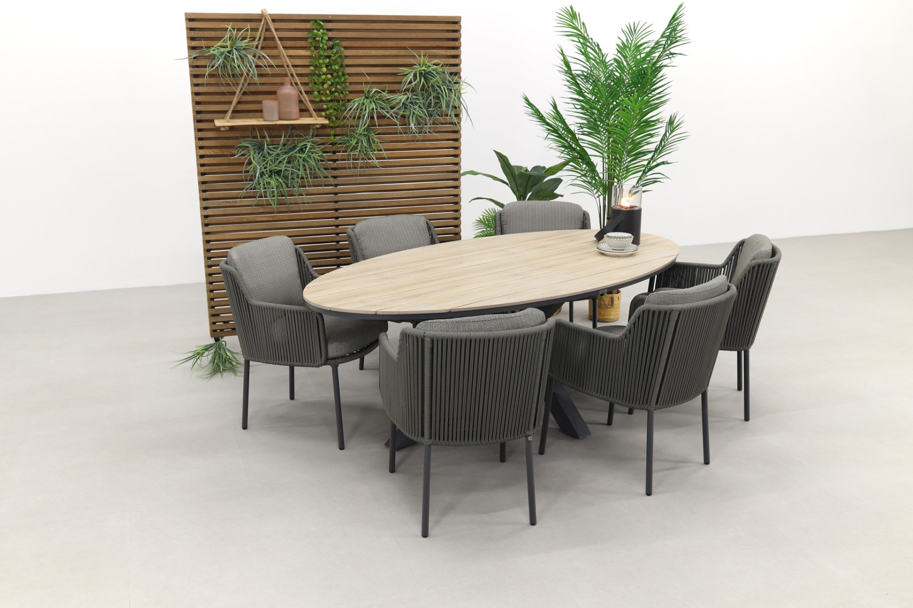 4 Seasons Bernini - Platinum / GI Edison 220 x 115 cm. tafel - ovale tuinset