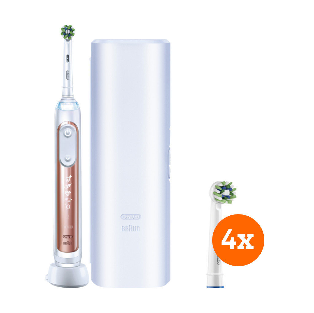 Oral-B Genius X Roségoud + CrossAction opzetborstels (4 stuks)