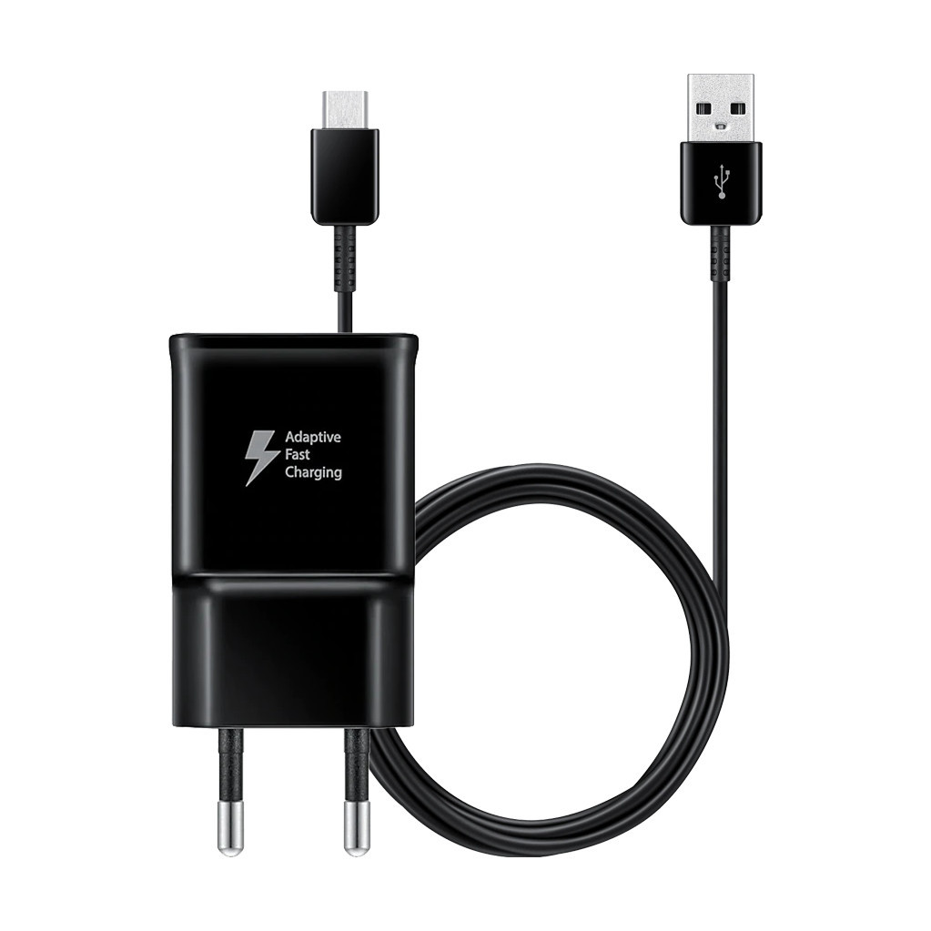 Samsung Adaptive Fast Charging Oplader 15W + Samsung Usb C Kabel 1,5m Kunststof Zwart