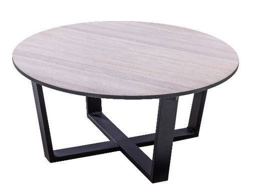 Teeburu coffee table 75x35cm. alu black/travertin - Yoi