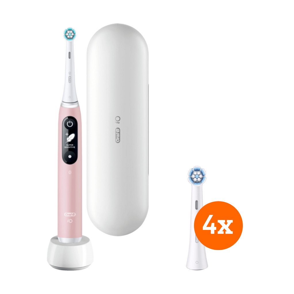 Oral-B iO Series 6 Roze Sensitive Edition + iO Gentle Care opzetborstels (4 stuks)