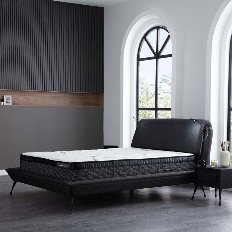 2-Persoons Bedframe NovaBedd - Antraciet 140x200 cm - - Inclusief Topper - Dekbed-Discounter.nl