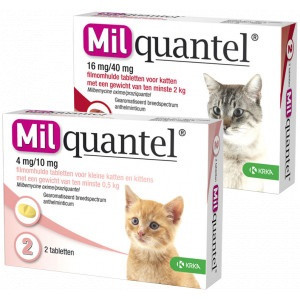 Milquantel ontwormingstabletten voor de kat Kat 2+ kg 2 x 4 tabletten