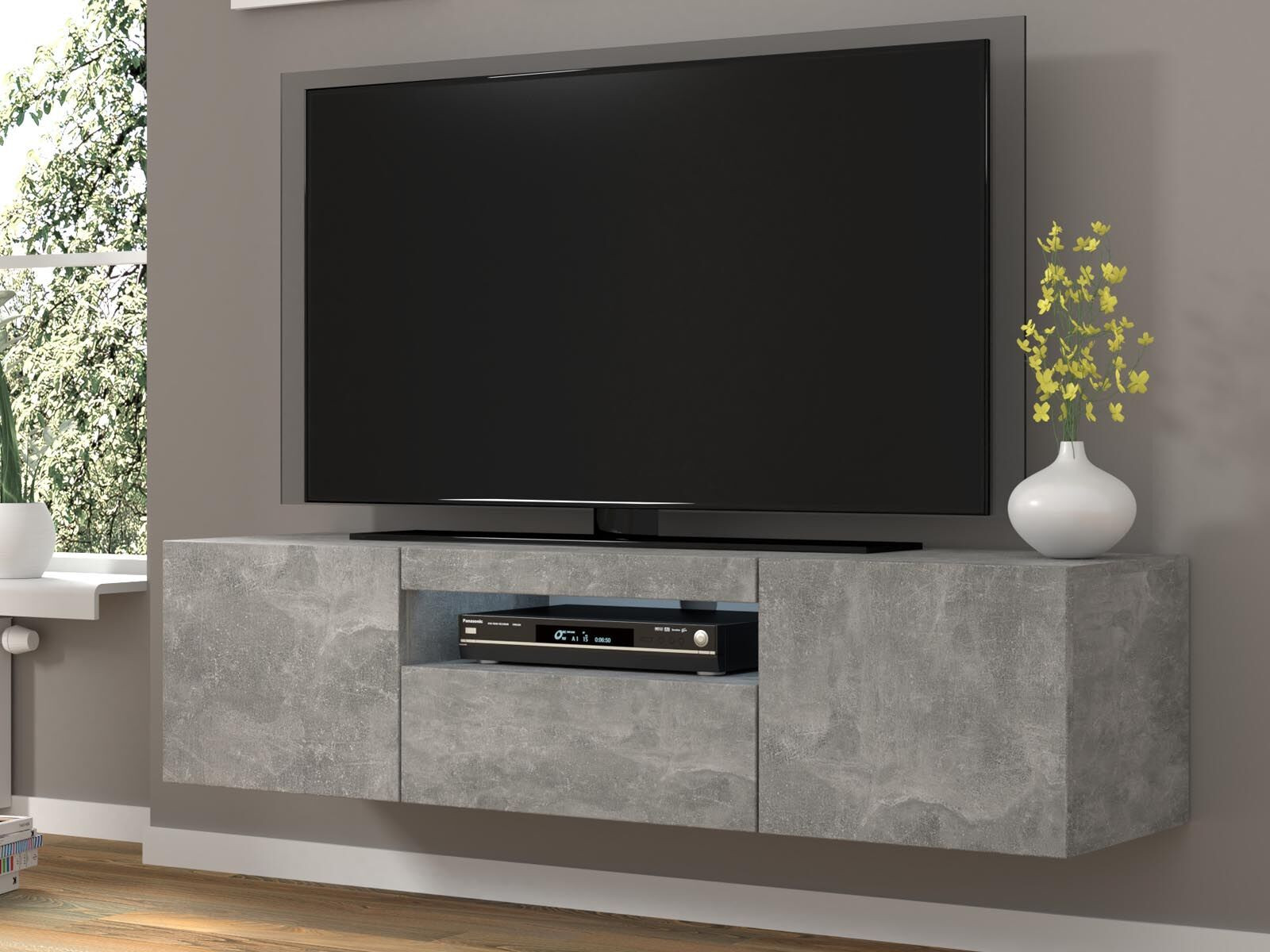 Tv-meubel AUREO 3 deuren 150 cm beton met led