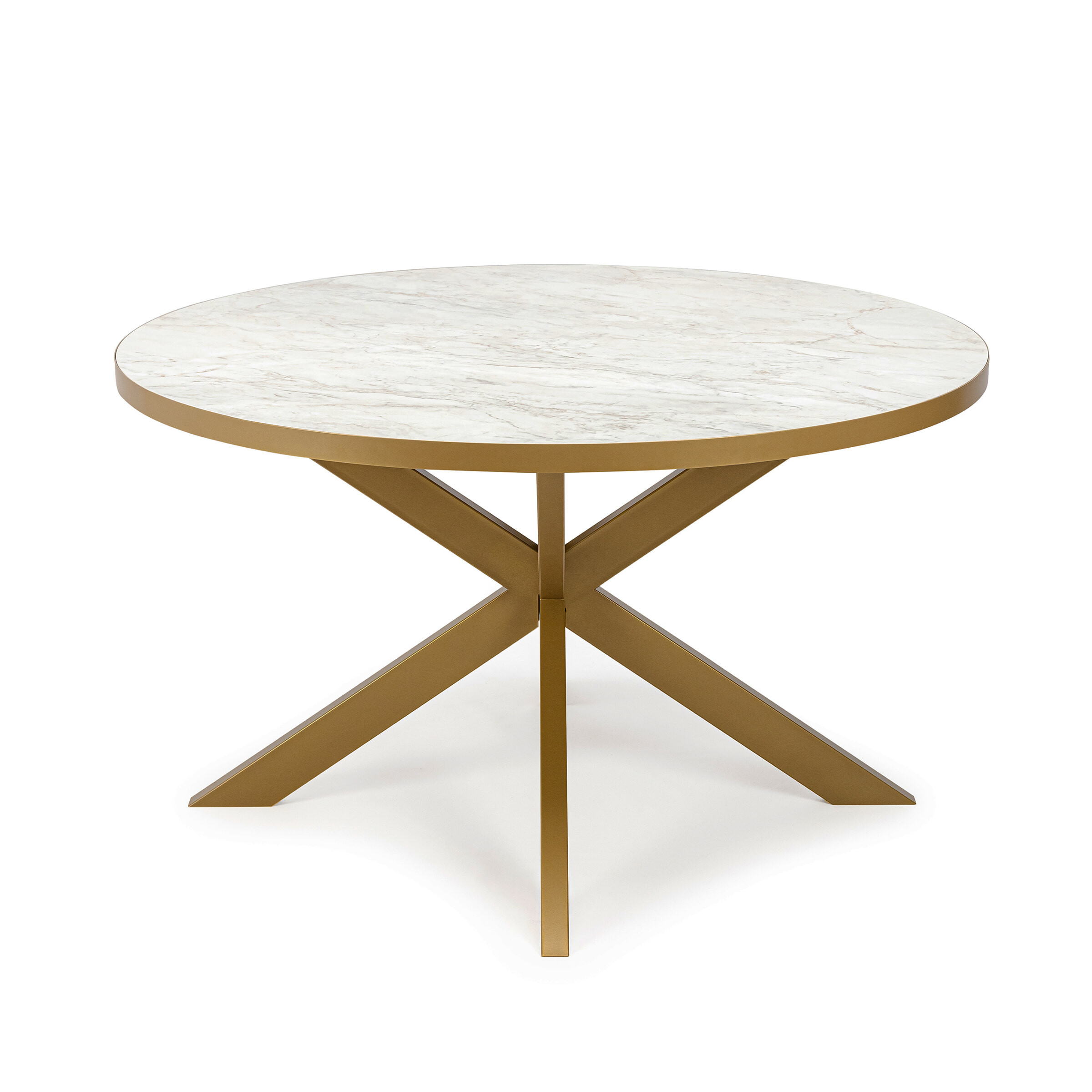 Stalux Ronde eettafel Daan - goud / wit marmer