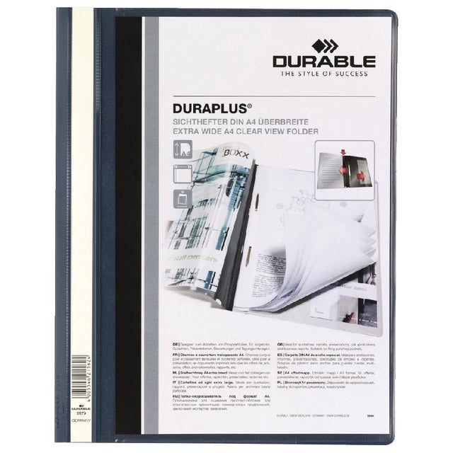 Snelhechtamp Durable Duraplus A4 donkerblauw | Omdoos a 25 stuk