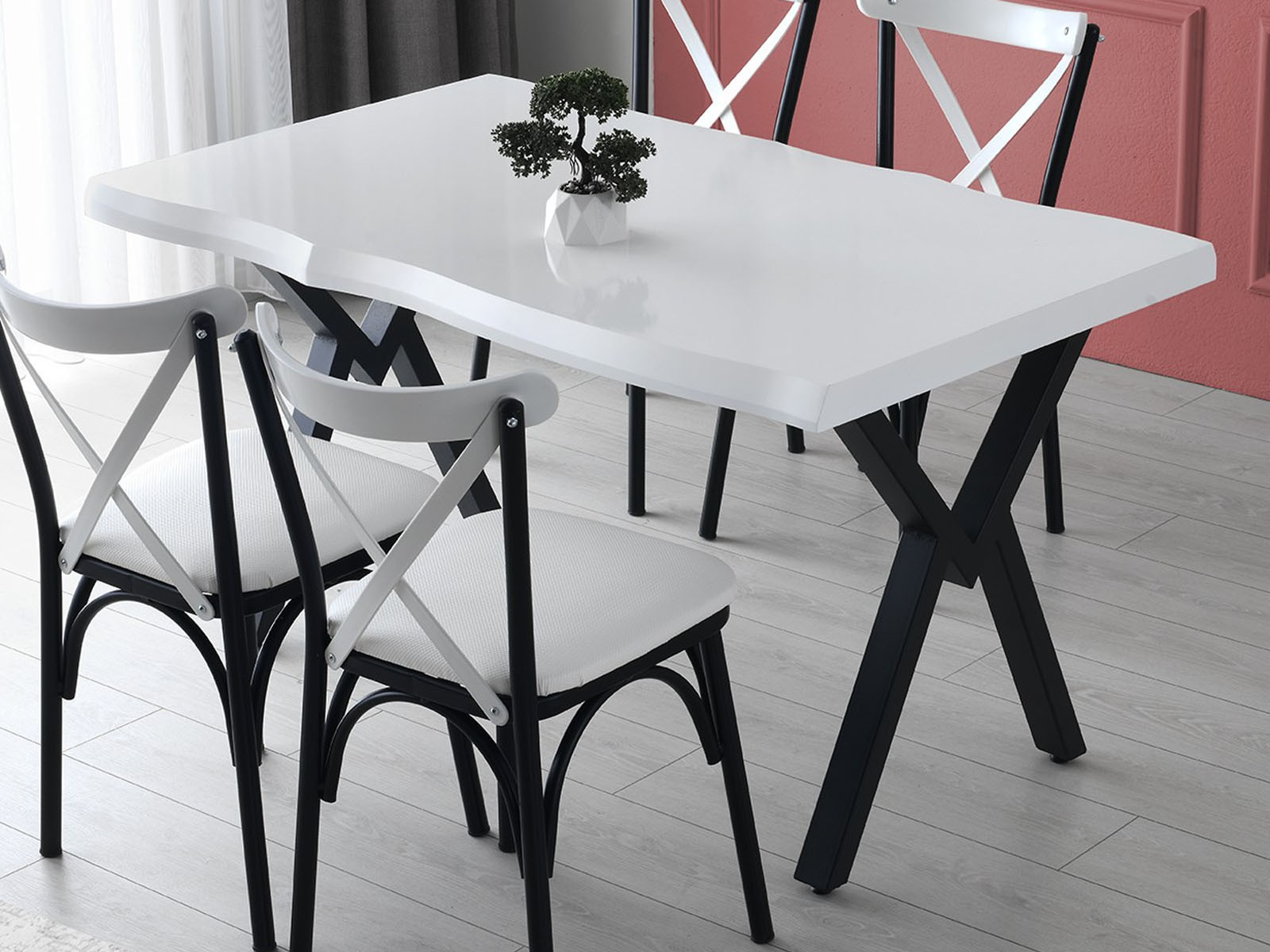 Rechthoekige eettafel ELOI 140 cm wit/zwart