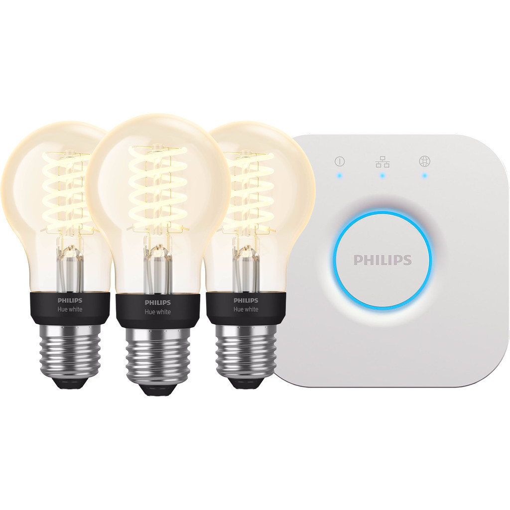 Philips Hue Filament White Standaard 3-Pack + Bridge