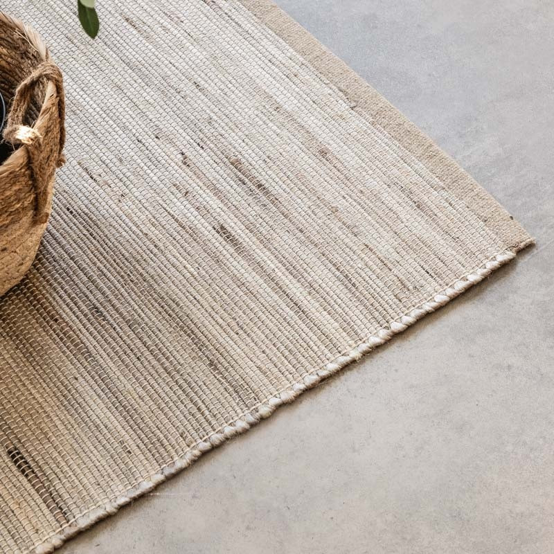 Jute Wol Katoen Vloerkleed Zacht Taupe - Dhaka - 80x150 cm - Rechthoek - Dekbed-Discounter.nl