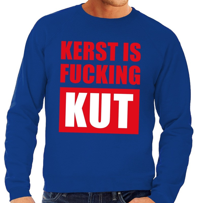 Foute kersttrui Kerst Is Fucking Kut blauw voor heren