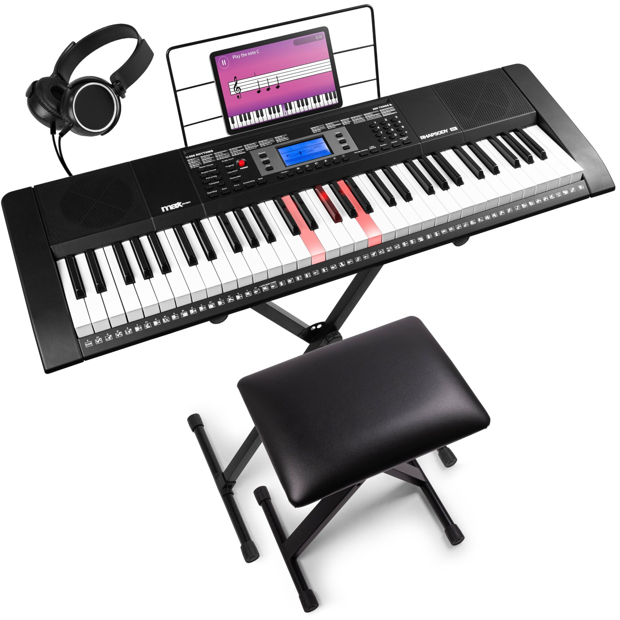 MAX Rhapsody61L Complete keyboard set met bankje, standaard en