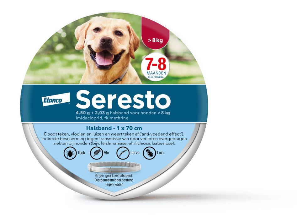 Seresto teken- en vlooienband hond vanaf 8kg 70cm