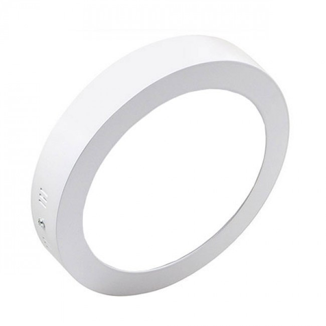 LED Downlight - Opbouw Rond 18W - Helder/Koud Wit 6400K - Mat Wit Aluminium - Ø225mm