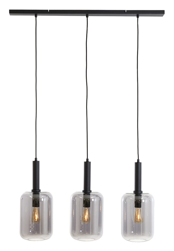 Light & Living Hanglamp 'Lekar' 3-Lamps, kleur Zwart/Smoke