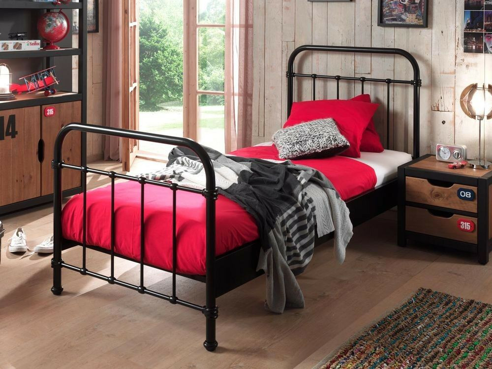 Bed BROOKLYN 90x200 cm zwart