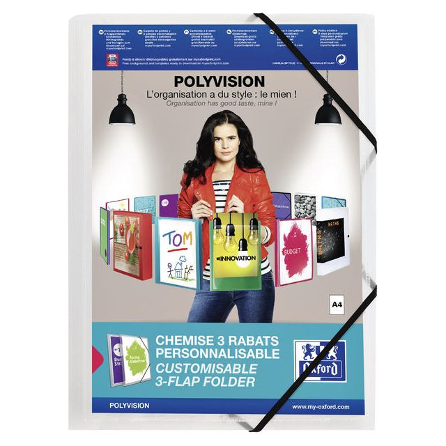 OXFORD Polyvision elastomap, formaat A4, uit PP, transparant