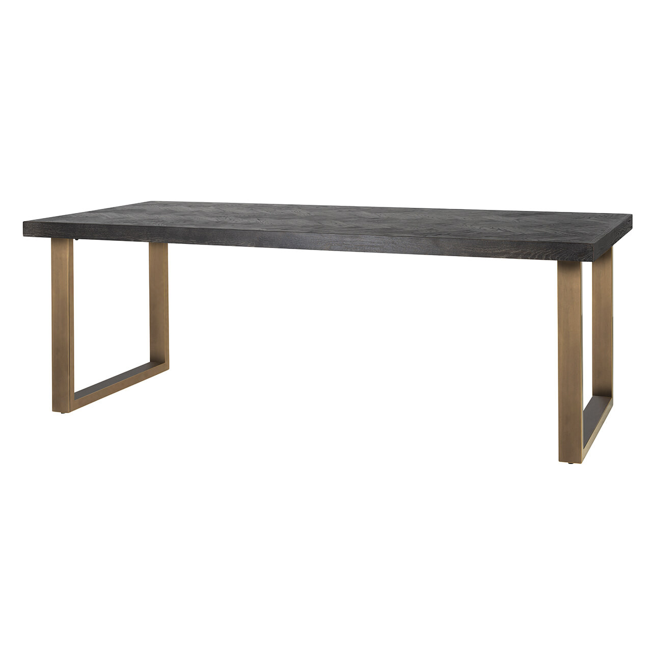 Richmond Eettafel Blackbone Eikenhout en Staal, Brass, 220 x 100cm - Zwart