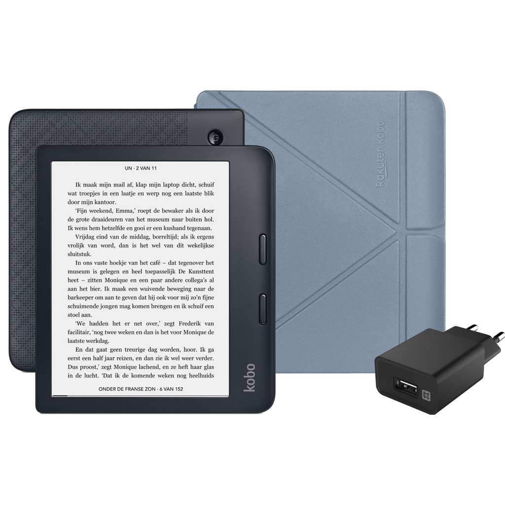 Kobo Libra 2 Zwart + Accessoirepakket Blauw