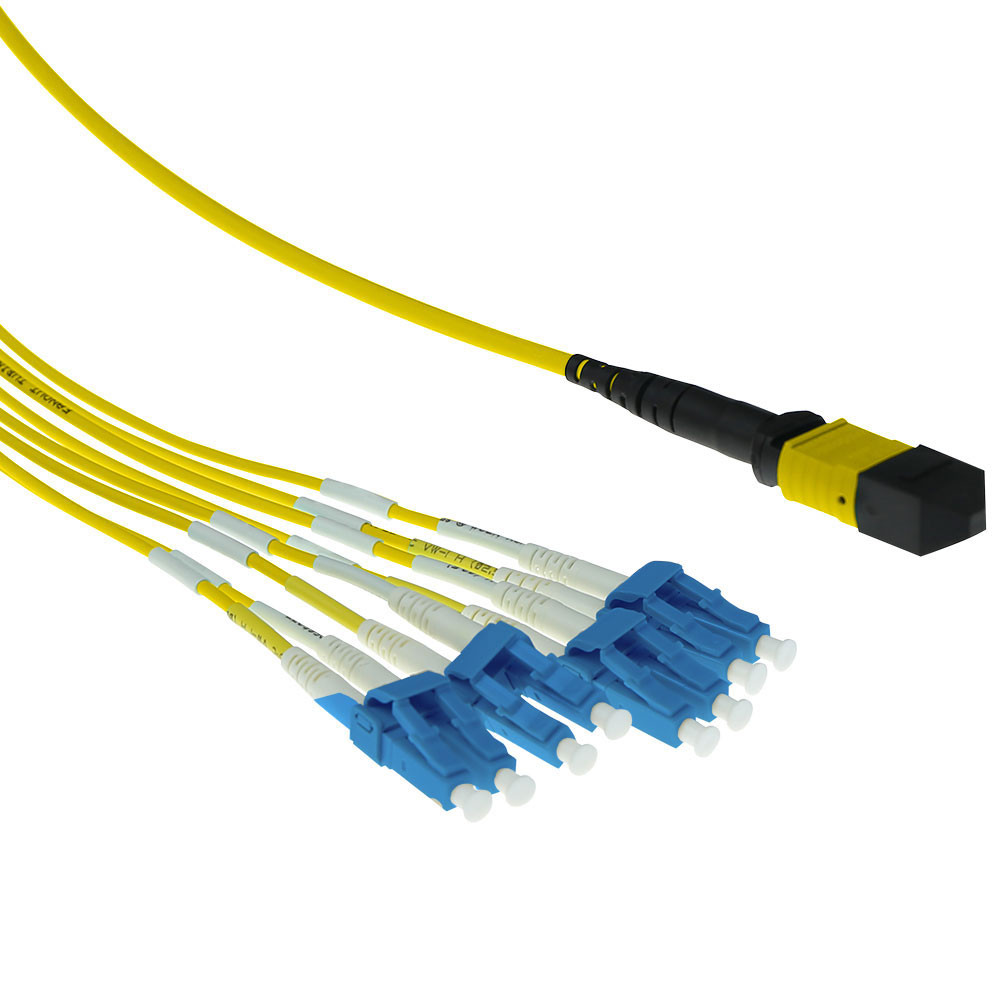 ACT RL7865 9/125 OS2 Fanout Patchkabel 1x MTP Female/4x LC Duplex 8 Vezels - 5 meter