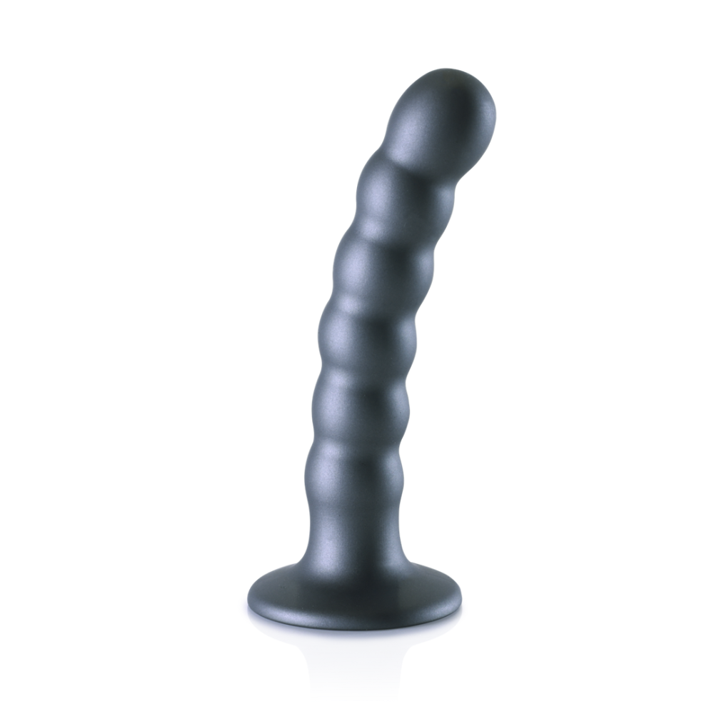 Ouch! by Shots Beaded Silicone G-Spot Dildo - 5'' / 13 cm - Gunmetal