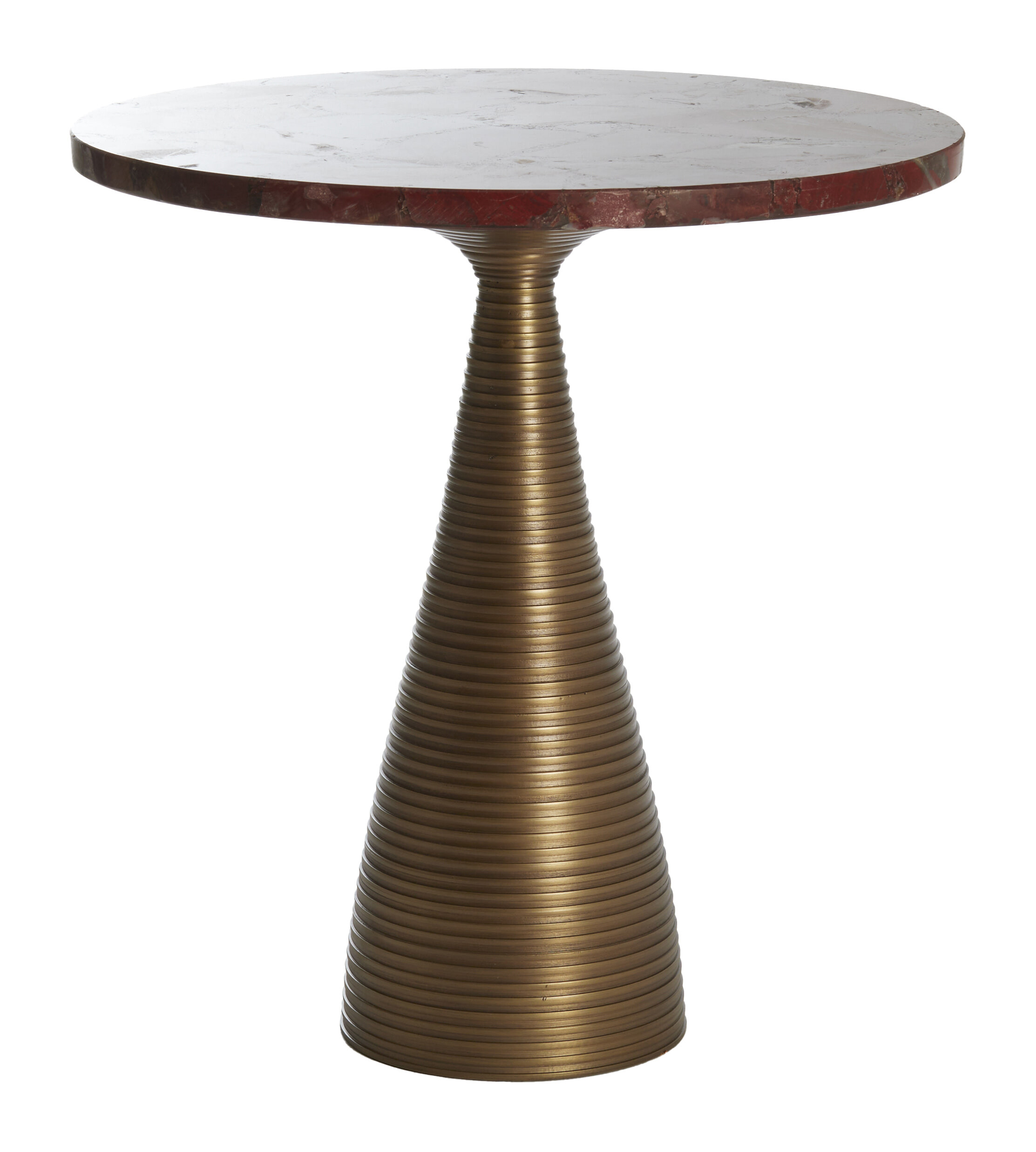 Light & Living Ronde Bijzettafel Bahia Marmer, 45cm - Rood/Antiek Brons