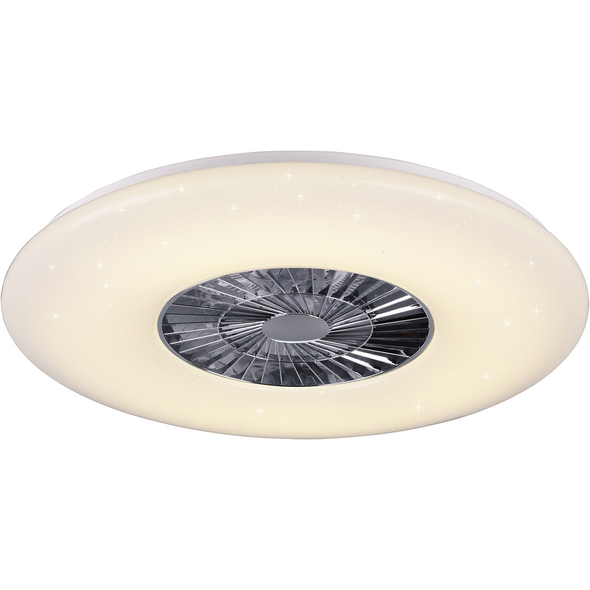 LED Plafondlamp met Ventilator - Plafondventilator - Trion Vison - 60W - Afstandsbediening - Aanpasbare Kleur - Dimbaar - Rond - Mat Chroom - Kunststof