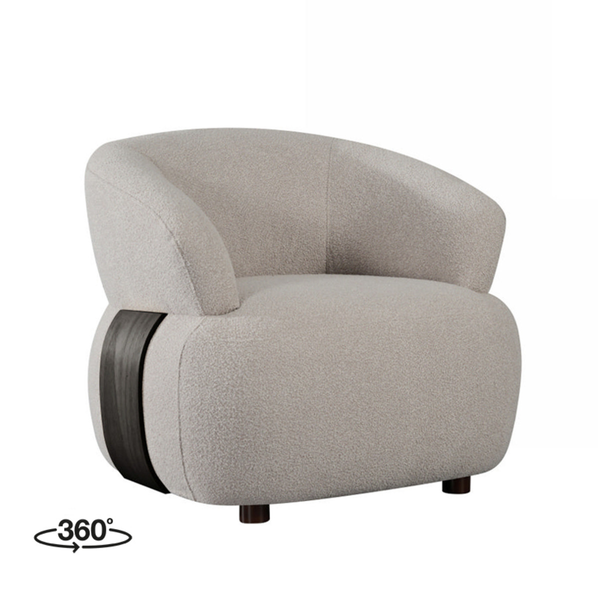 LABEL51 Fauteuil Valenza - Zwart - Boucle - Zwart Eiken