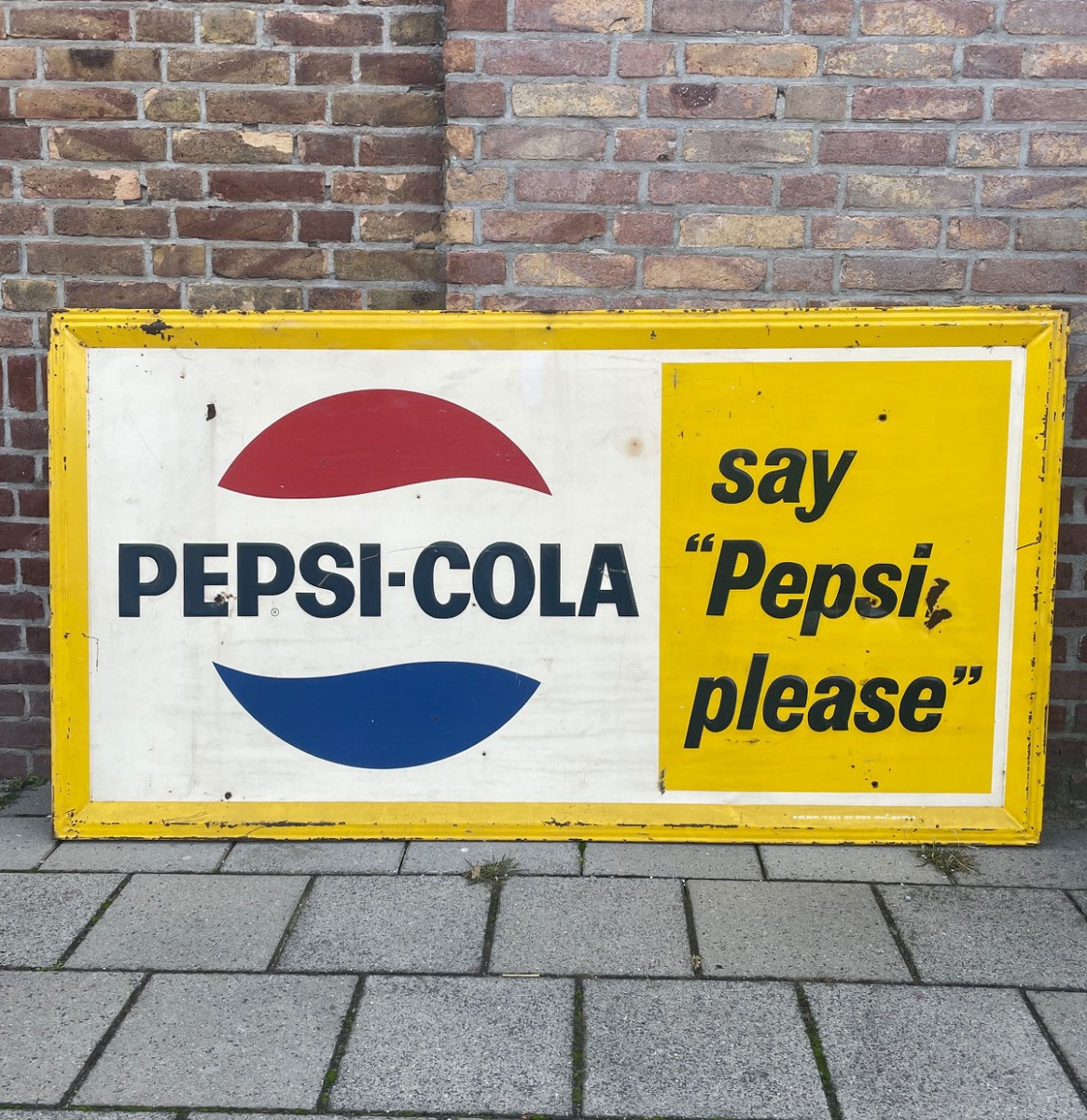 Pepsi Cola Metalen Reclamebord - 170 x 90cm - Origineel (1967)