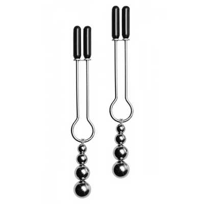 XR Brands Decorative Nipple Clamp Set with Triple Beads