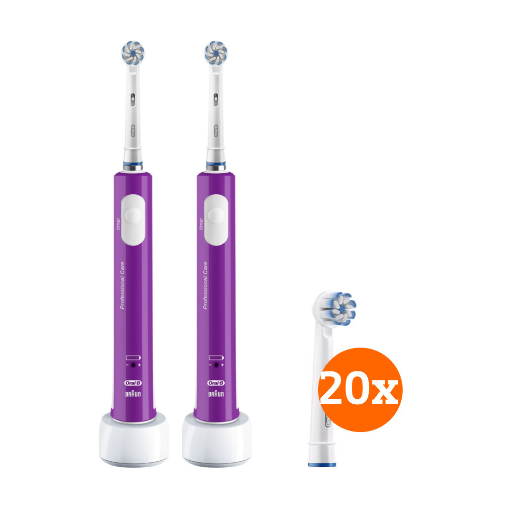 Oral-B Junior 6+ paars Duo Pack + Sensitive Clean Opzetborstels (20 stuks)