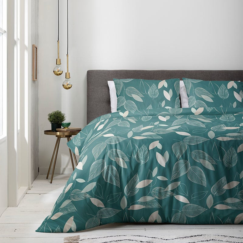 Dekbedovertrek Luna - Tweepersoons (200x220 cm) - Groen 80% polyester 20% katoen - Dessin: Natuur - Luna Bedding - Dekbed-Discounter.nl