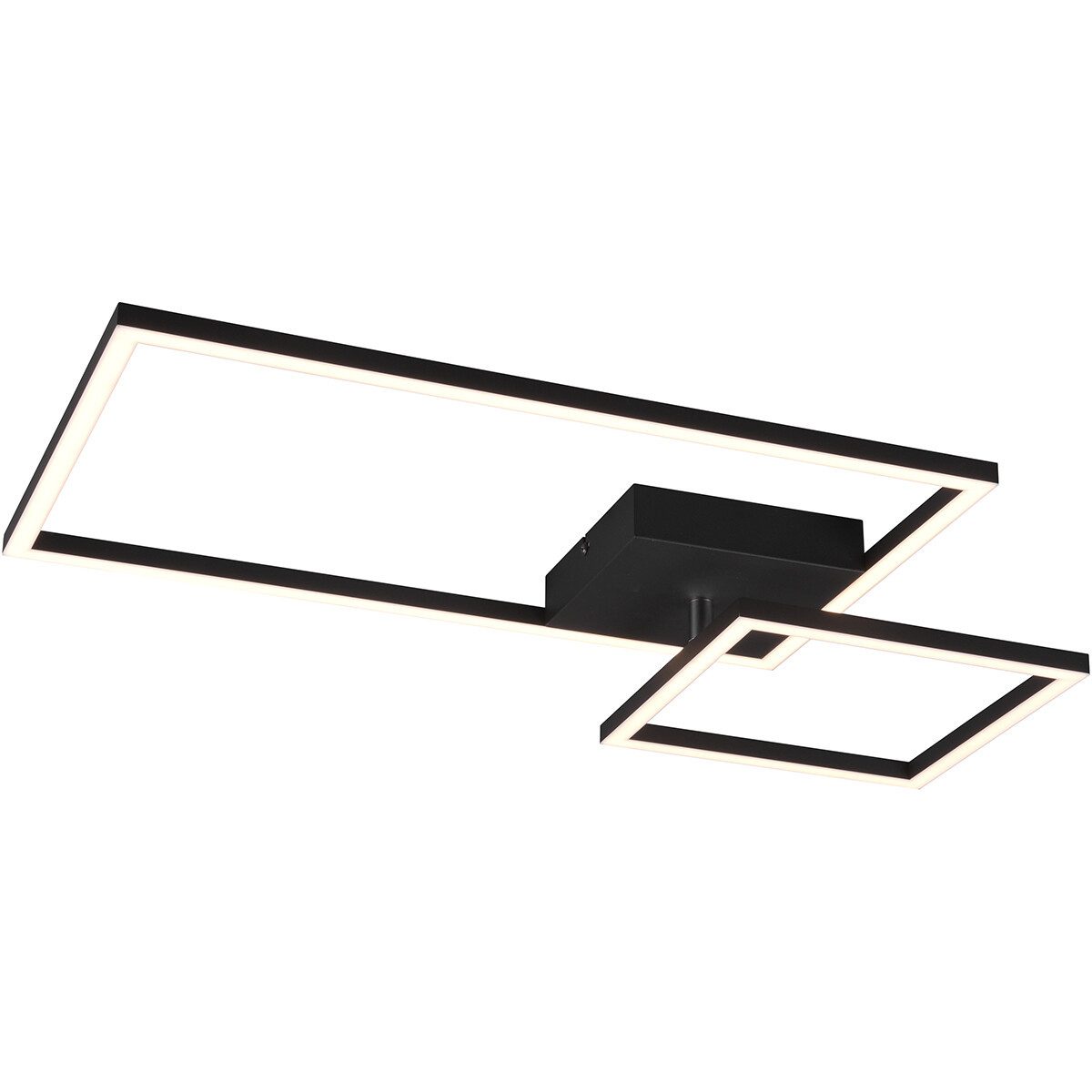 LED Plafondlamp - Plafondverlichting - Trion Pado - 25W - Warm Wit 3000K - Dimbaar - Rechthoek - Mat Zwart - Aluminium